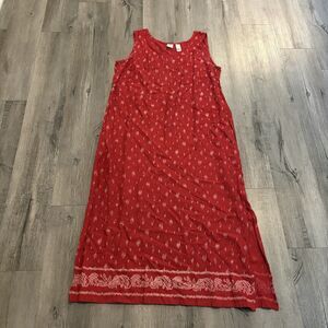 Emma James Dress Womens 18W Red Sleeveless Embroidered Maxi Formal Sheath Plus